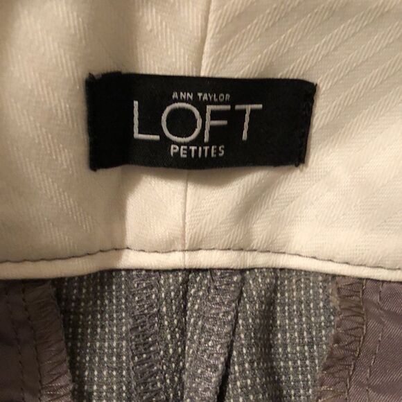 LOFT 12P Julie Straight Gray White Mini Plaid Dress Slacks Trousers - Picture 13 of 16